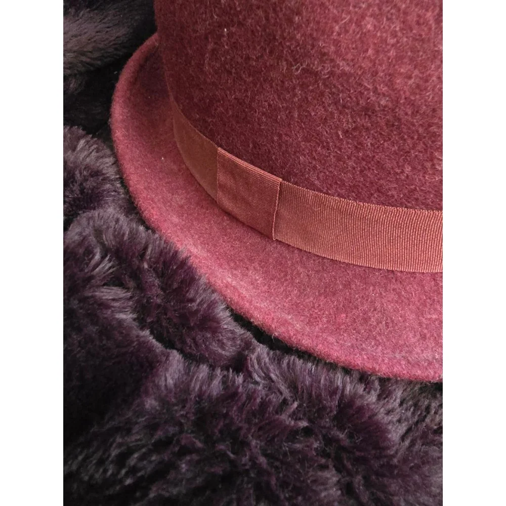 Burgundy Boho Halogen Nordstrom Wool Fedora Hat OS